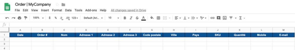 gestion commande spreadsheet 3pl