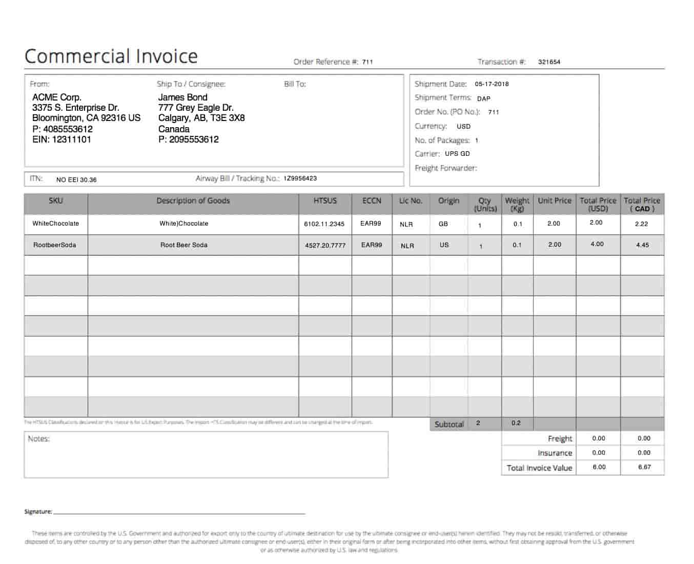 Commercial Invoice