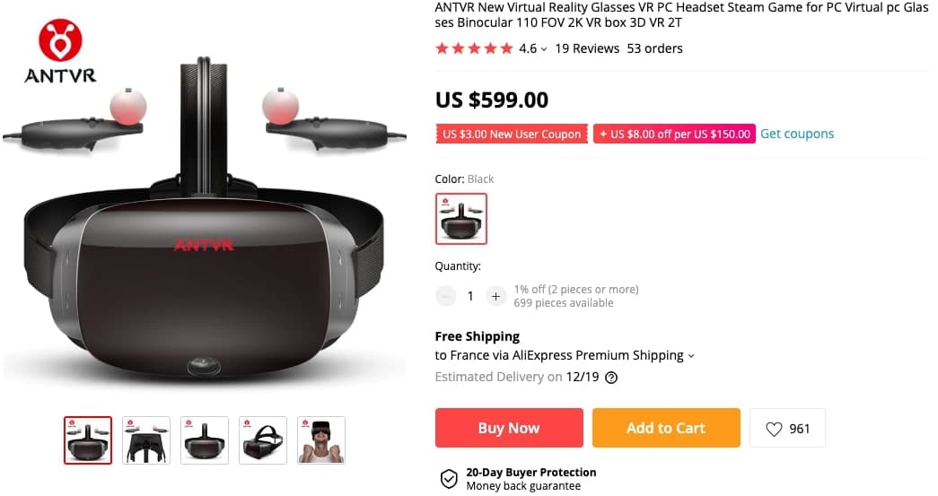 ANTVR-Aliexpress headset virtual reality