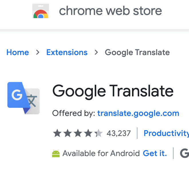google translate extension