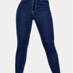 Dark blue high-waist skinny jeans