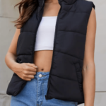 Women's skinny sleeveless puffer jacket